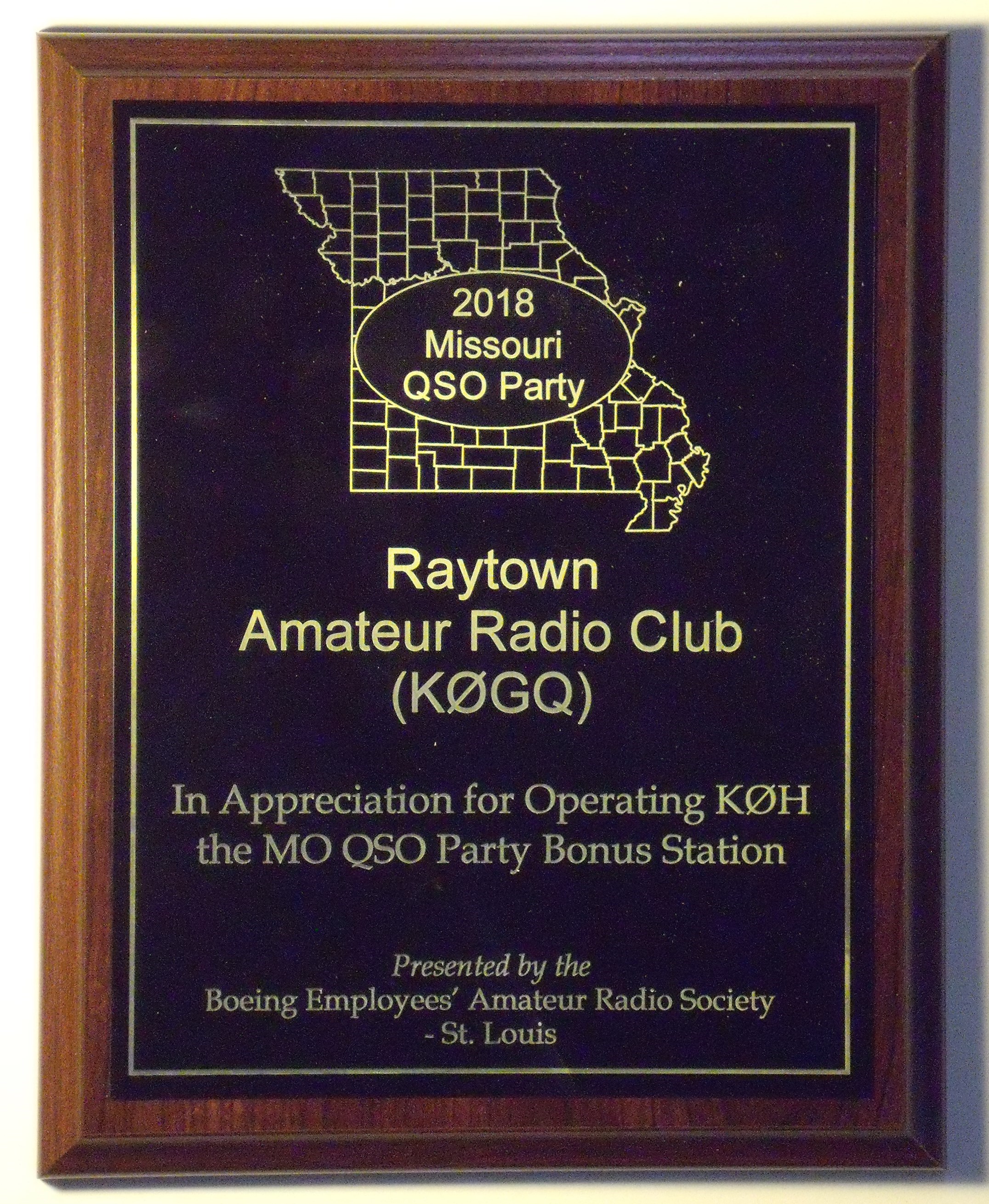 MOQP 18, Plaque 20, Raytown Amateur Radio Club (K0GQ)