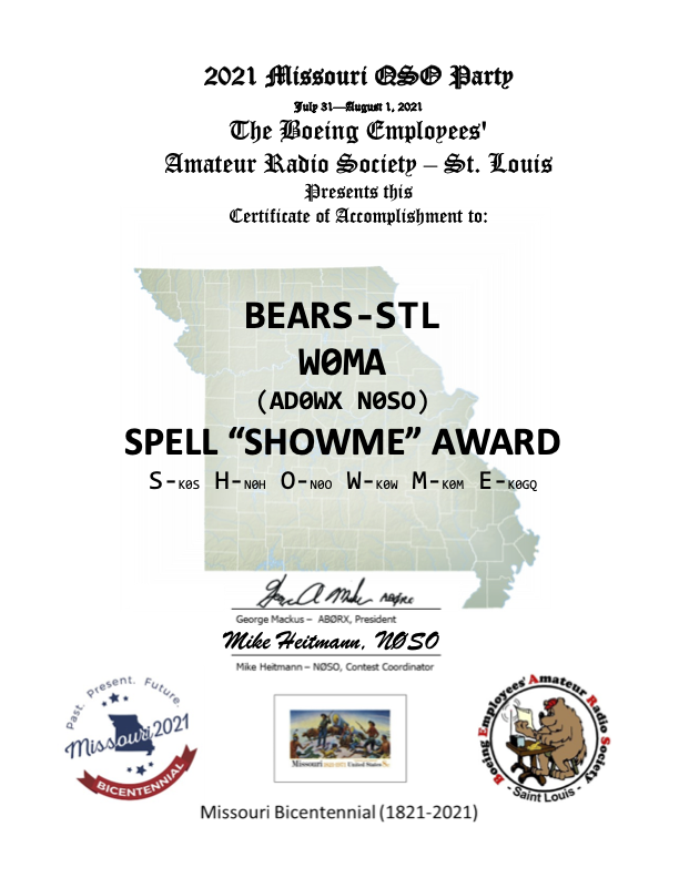 Sample SHOWME certificate